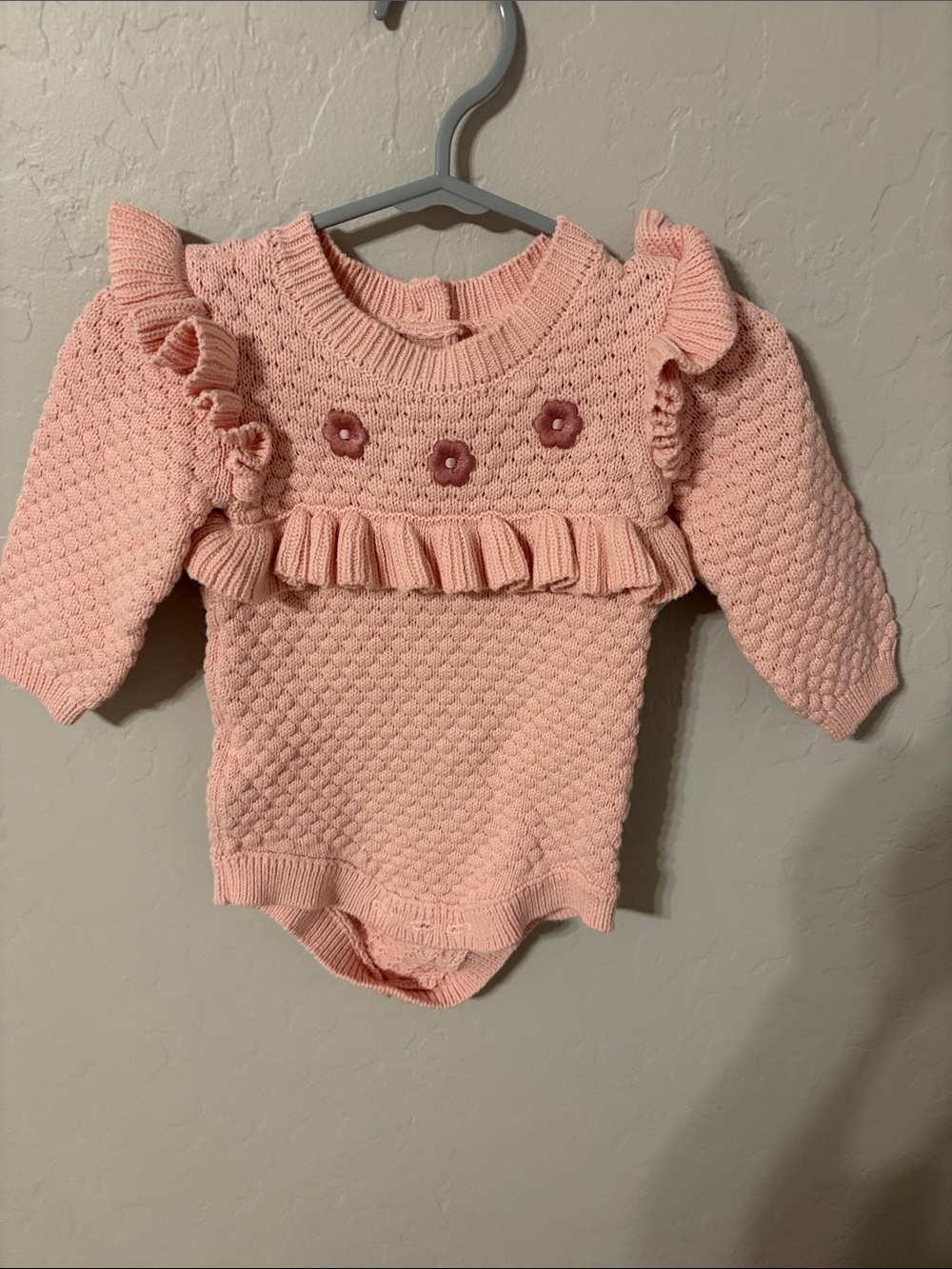 kenzie Blush Pink Knit Ruffle Floral Bodysuit